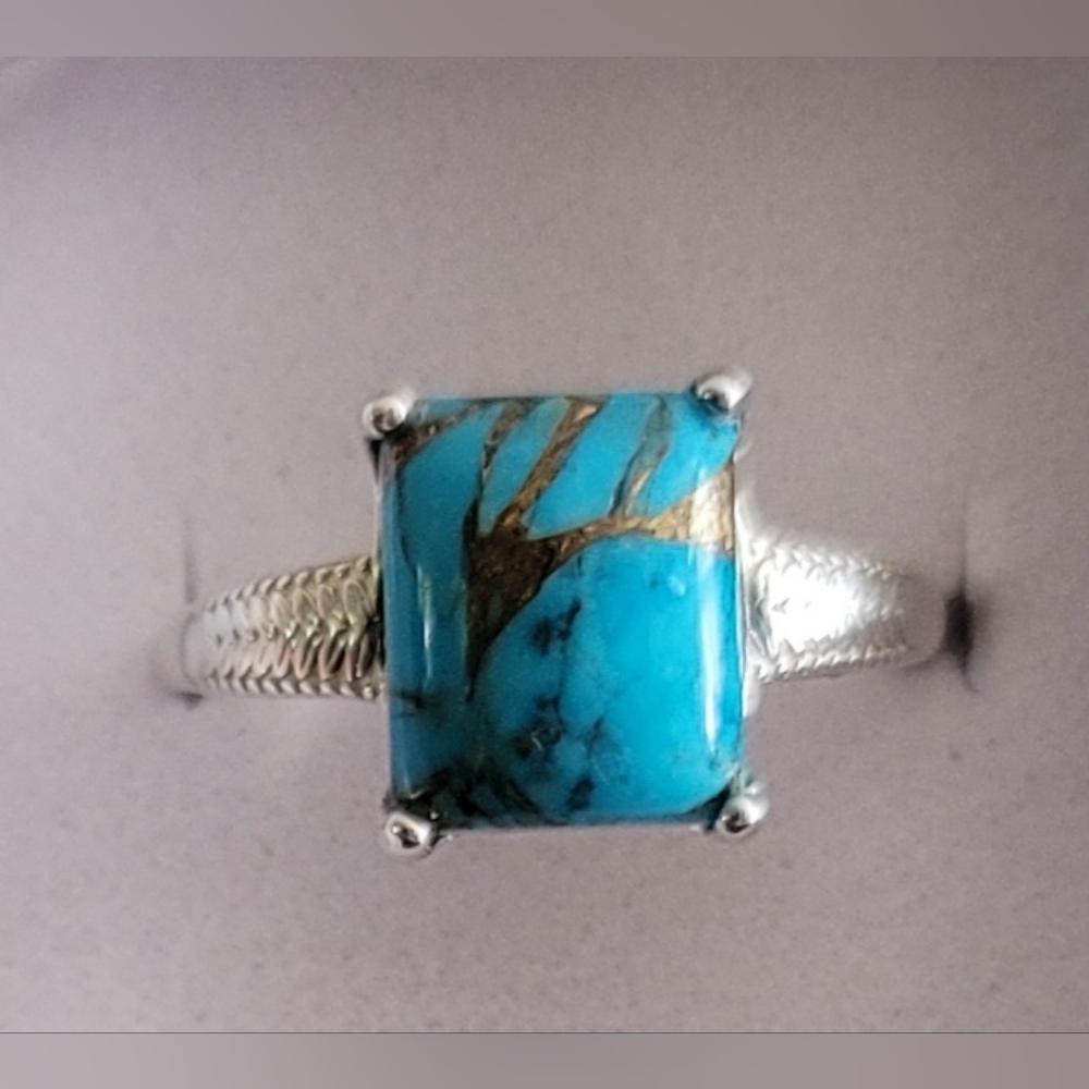 .925 TURQUOISE with Matrix Ring Size 9 - Picture 2 of 6